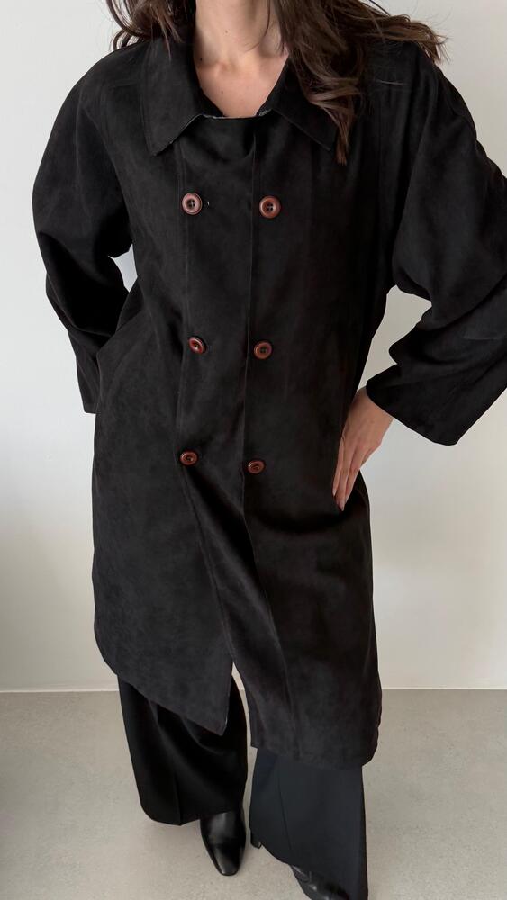 Underplaid Two-faced Coat
