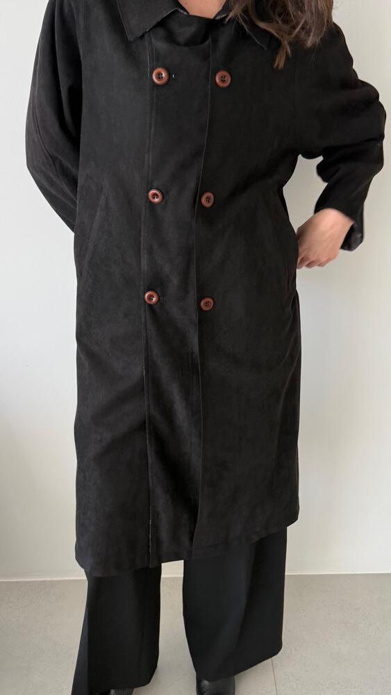 Underplaid Two-faced Coat
