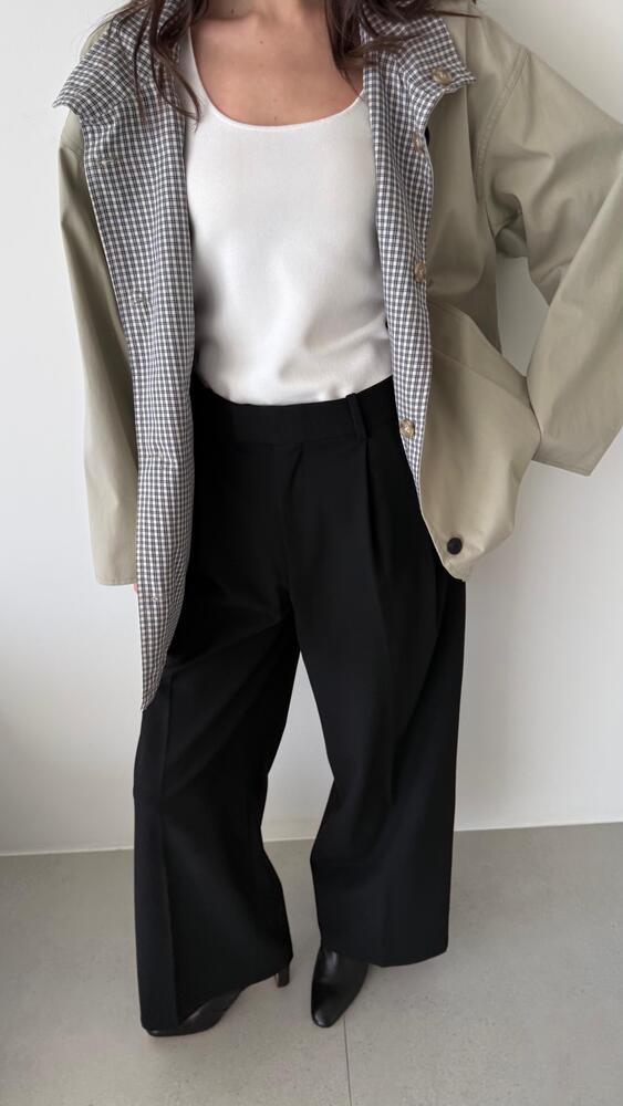 Checkered Detail Short Jacket Double-faced