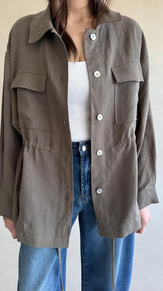 Pocket Breasted Linen Jacket