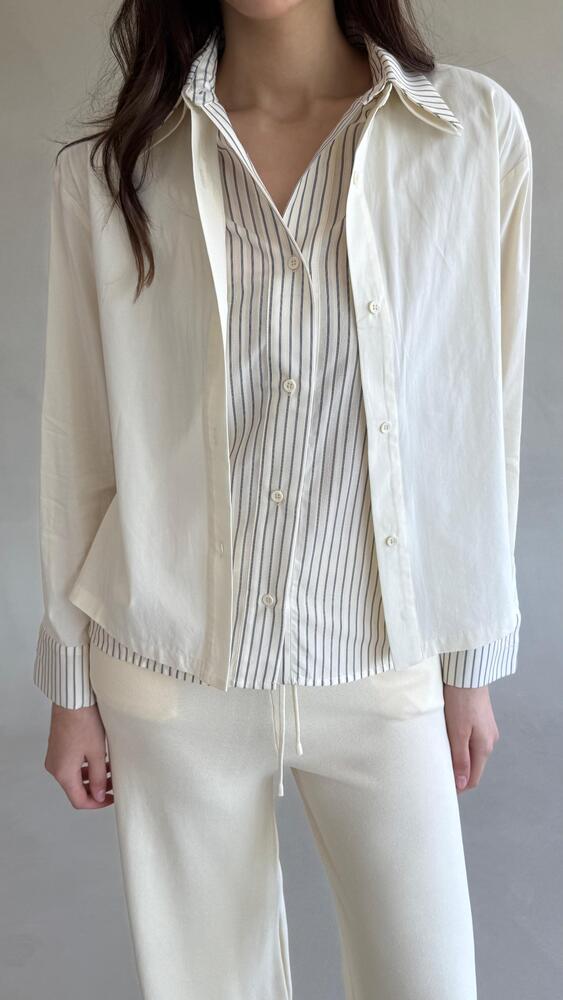 Layered Stripe Button-down Shirt