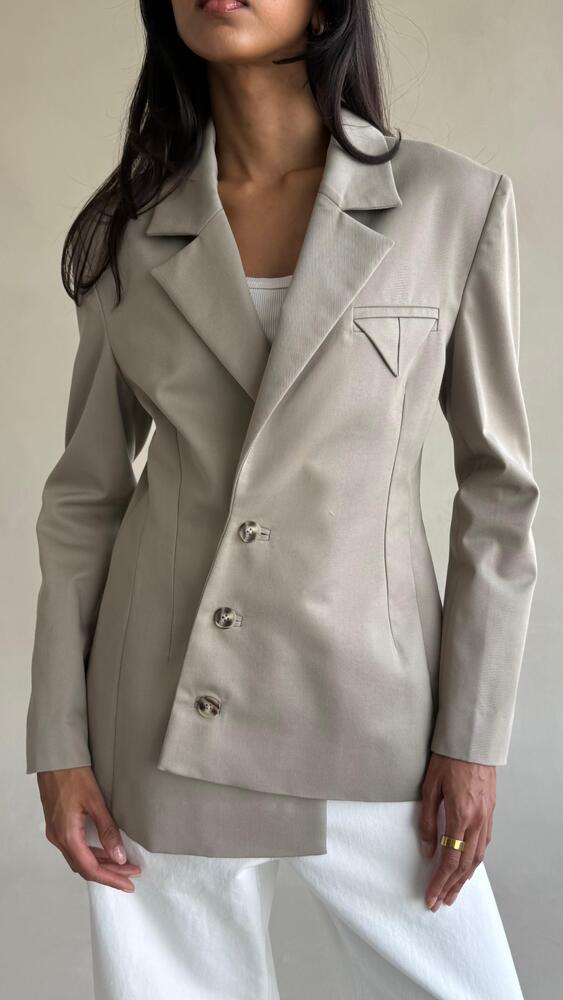 Diagonal Button Line Blazer