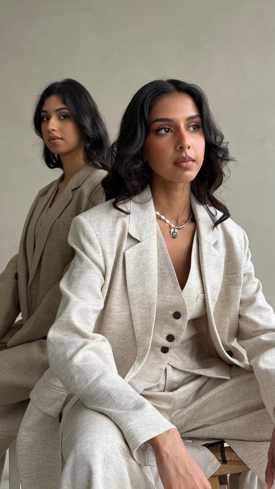 Glittered Long Blazer  3PC Set