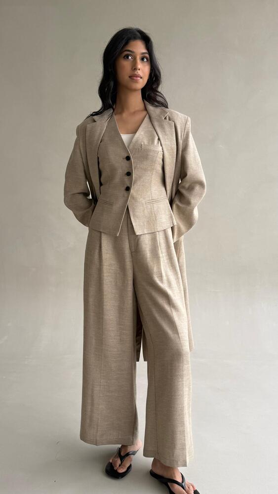 Glittered Long Blazer  3PC Set