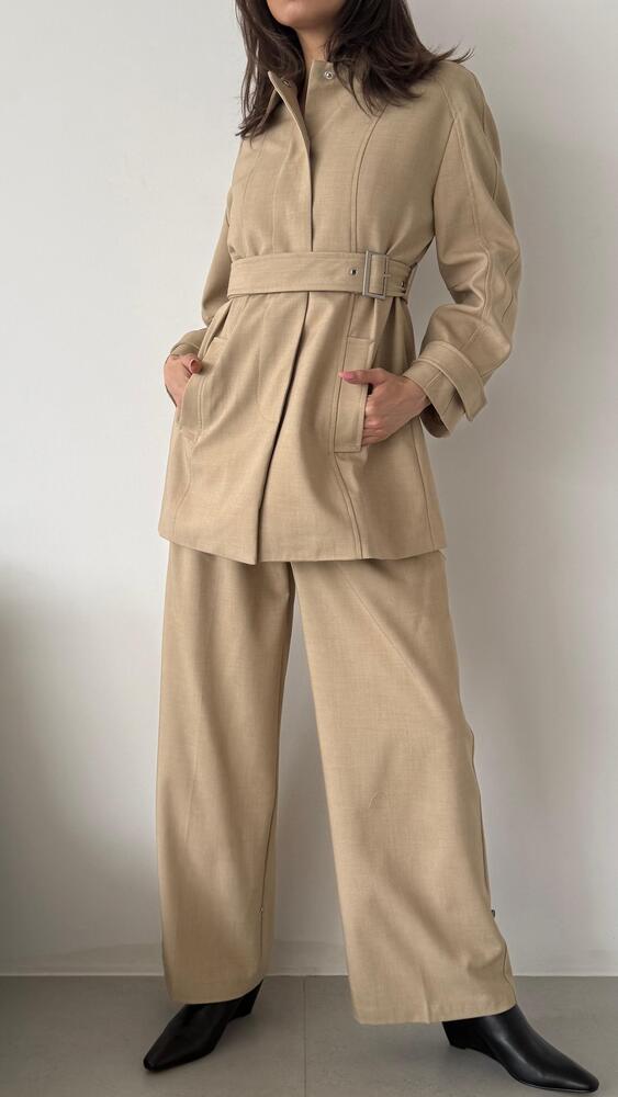 Cocoon Belted Jacket Set