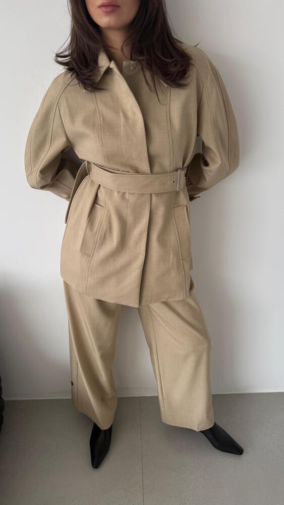 Cocoon Belted Jacket Set