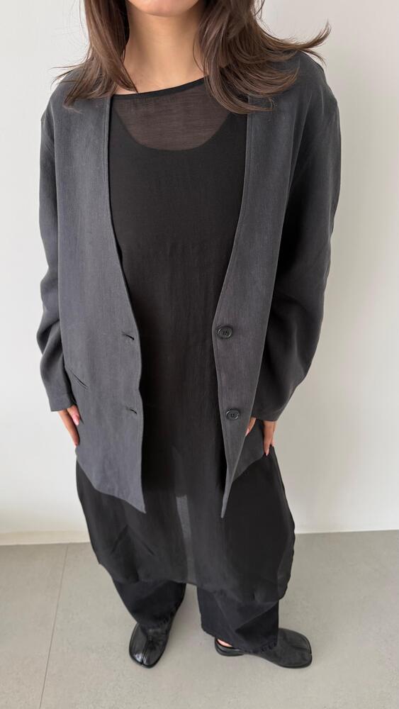 Blazer Sleeveless Long Shirt Set