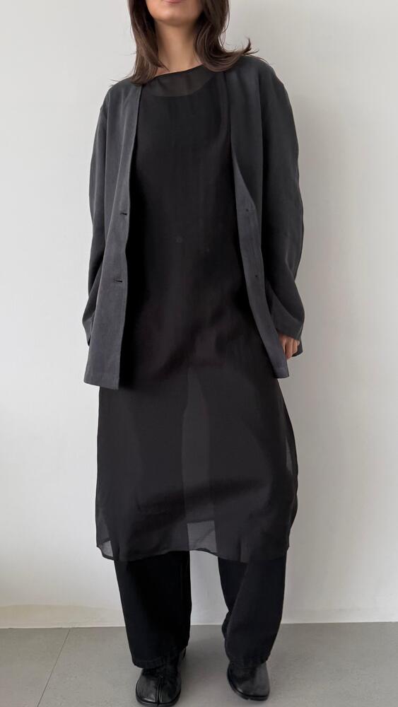 Blazer Sleeveless Long Shirt Set