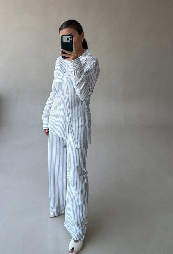 Diagonal Stripe Linen Shirt & Pants