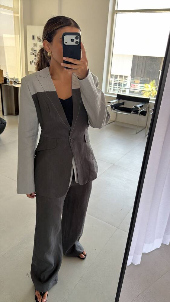 Linen Dual-tone Blazer & Pants