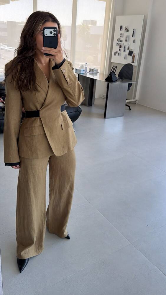Cutout Black-belted Blazer & Pants
