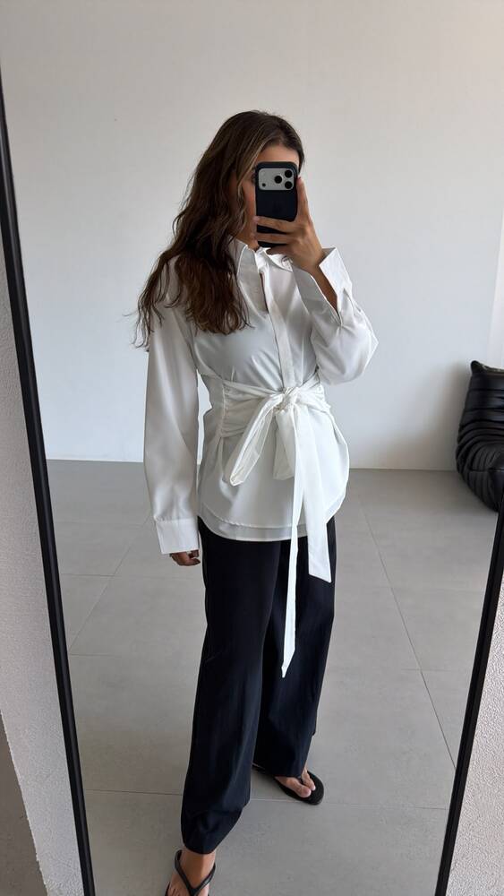 Wrap Cinched Peplum Shirt
