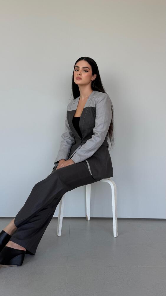 Linen Dual-tone Blazer & Pants