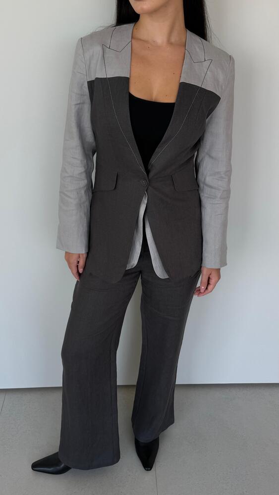 Linen Dual-tone Blazer & Pants
