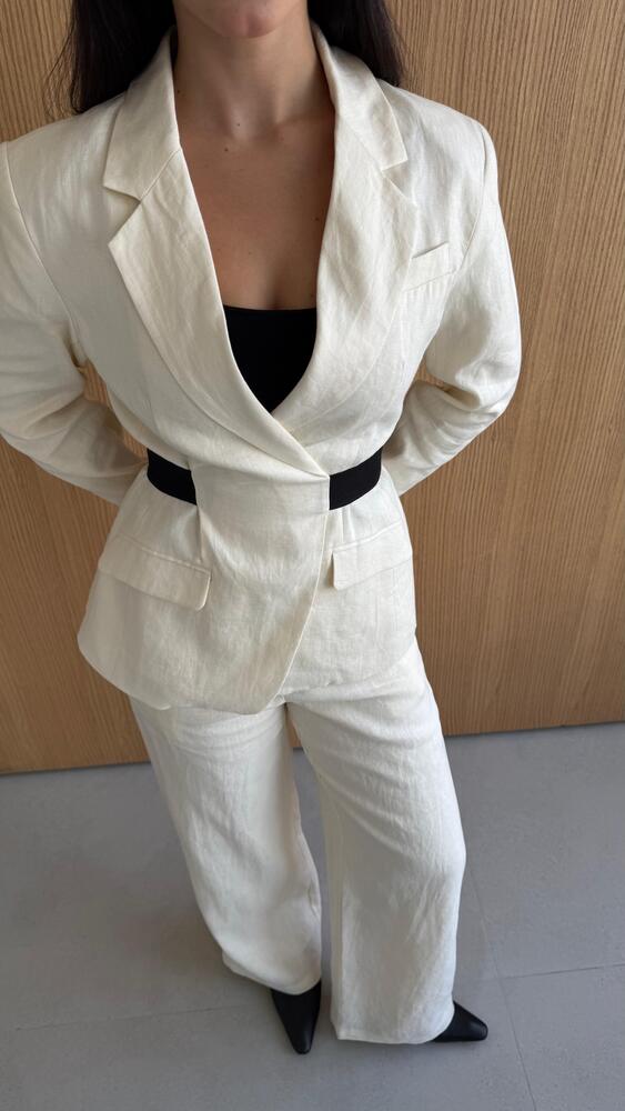 Cutout Black-belted Blazer & Pants
