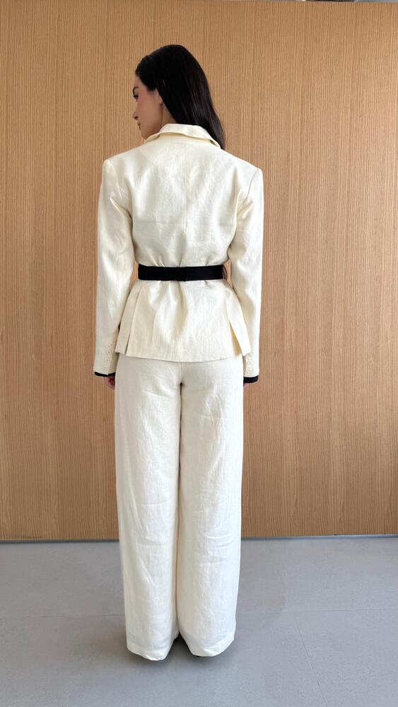 Cutout Black-belted Blazer & Pants