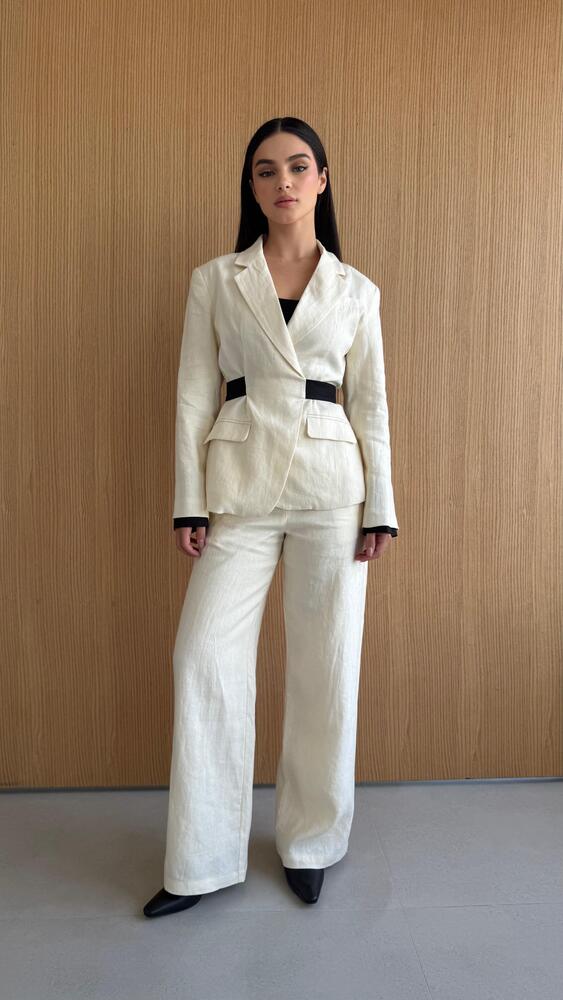 Cutout Black-belted Blazer & Pants