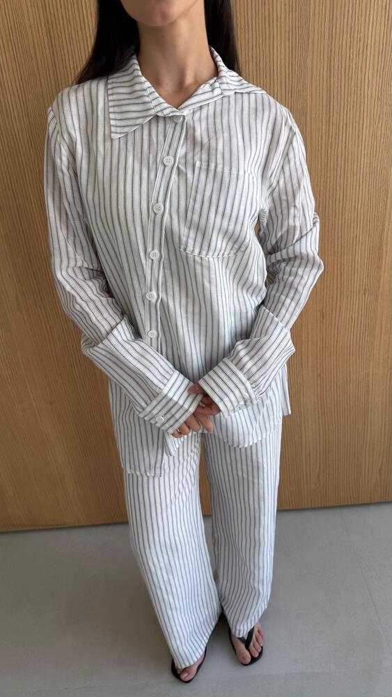 Diagonal Stripe Linen Shirt & Pants