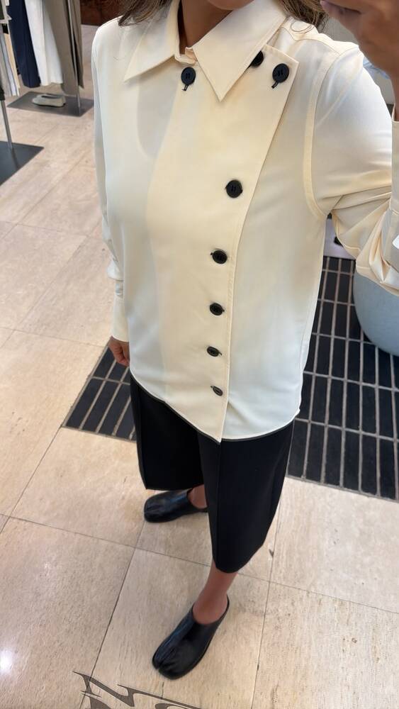 Cascading  Black Button Shirt