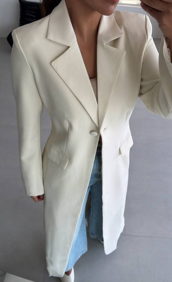 One-button Structured  Long Blazer
