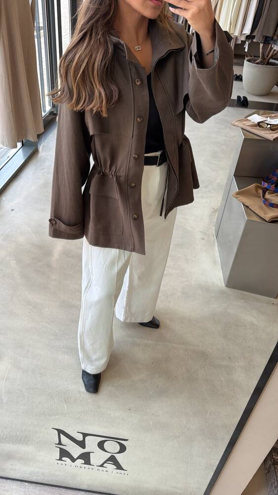 Linen Waist Drawstring  Jacket