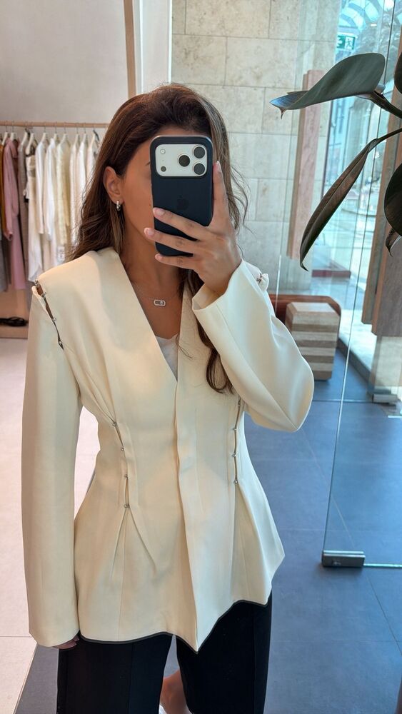 Decorative Silver Studs Hourglass Blazer