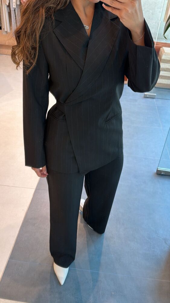 Overlapped Pinstripe Suit Set