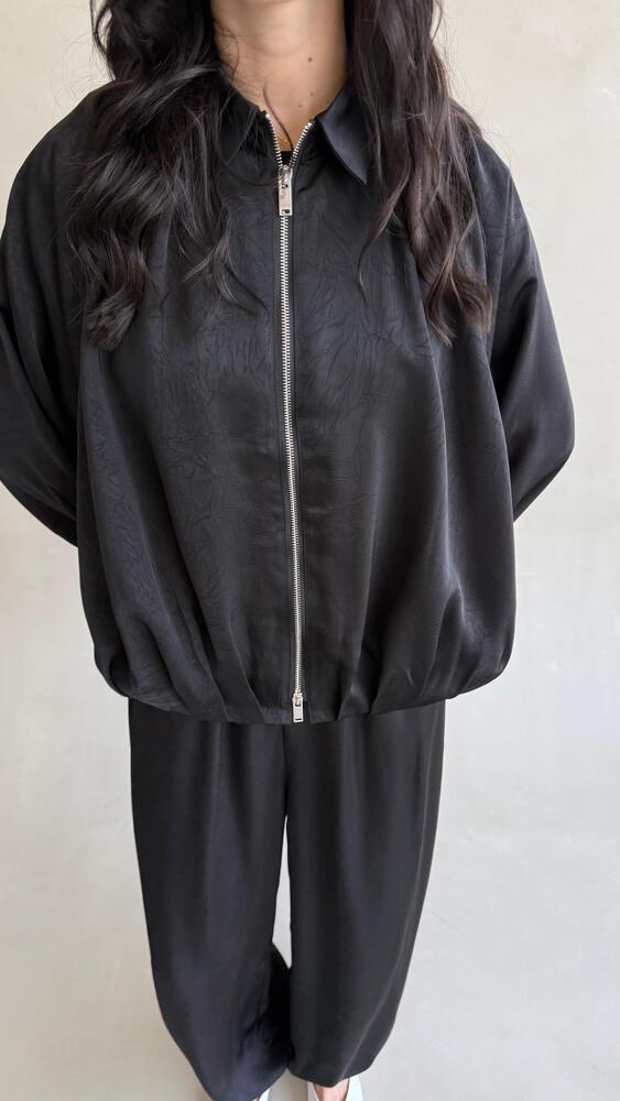 Zip-up Batwing Sleeve Set