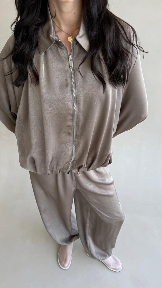Zip-up Batwing Sleeve Set