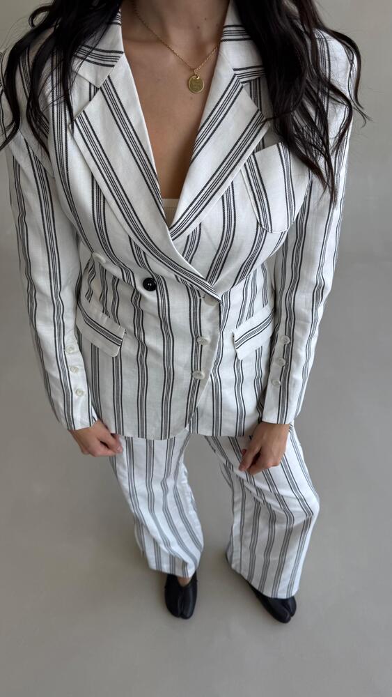 Collared Stripe Set w/ Chest Pocket