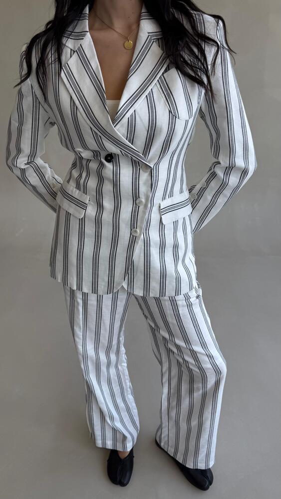 Collared Stripe Set w/ Chest Pocket