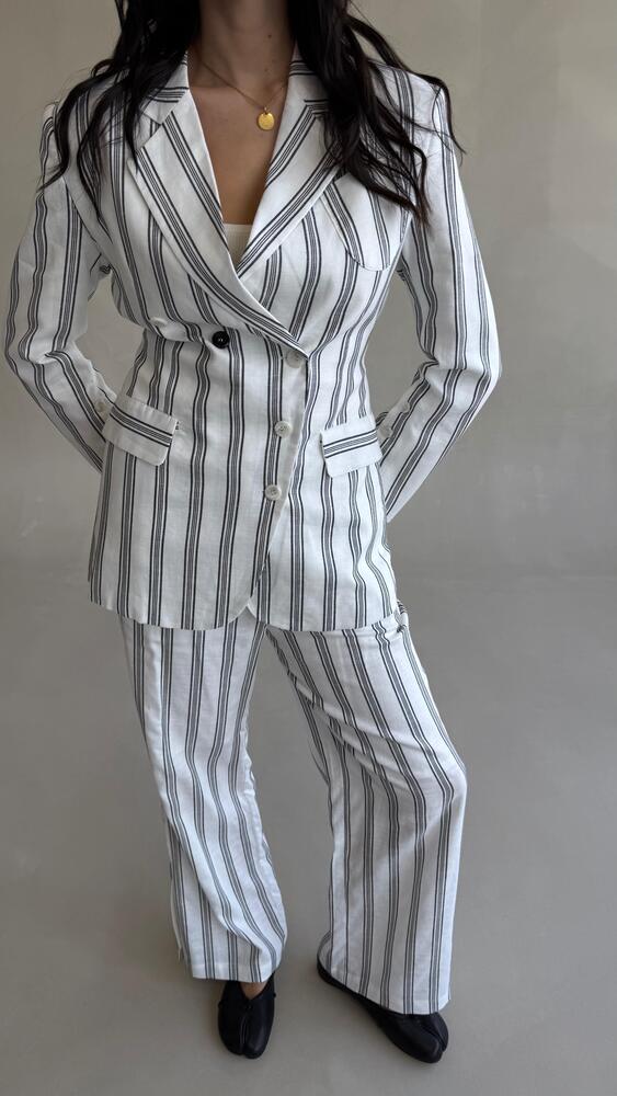Collared Stripe Set w/ Chest Pocket