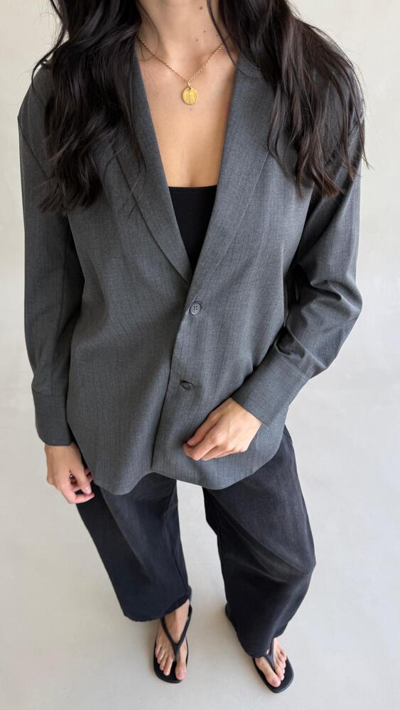 Dropped-shoulder Stripe Blazer