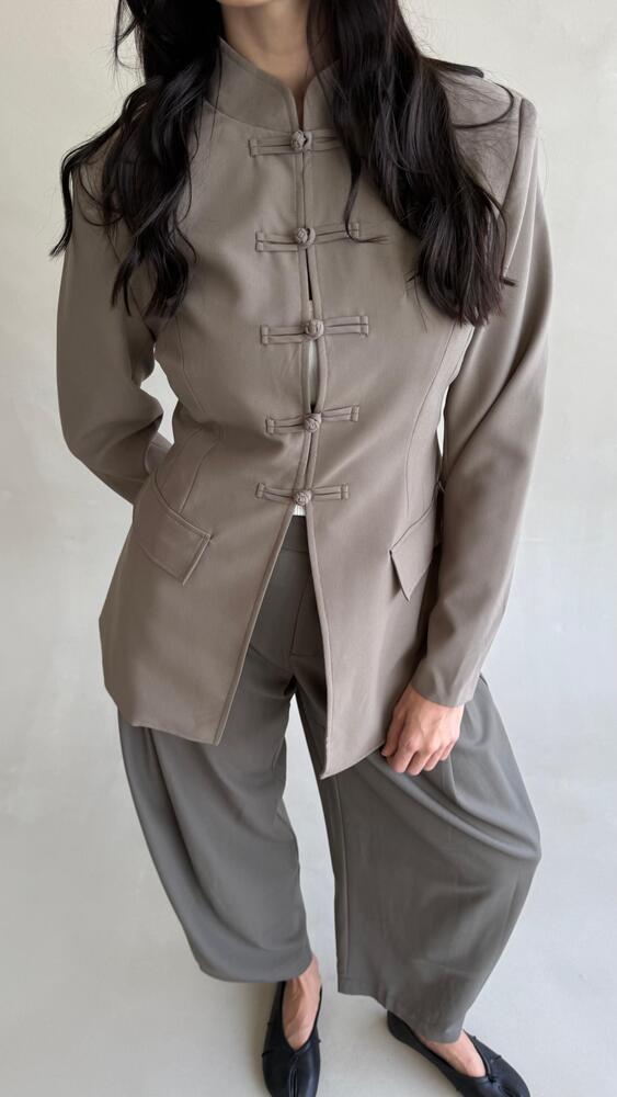 High-neck Knotted Closure Blazer