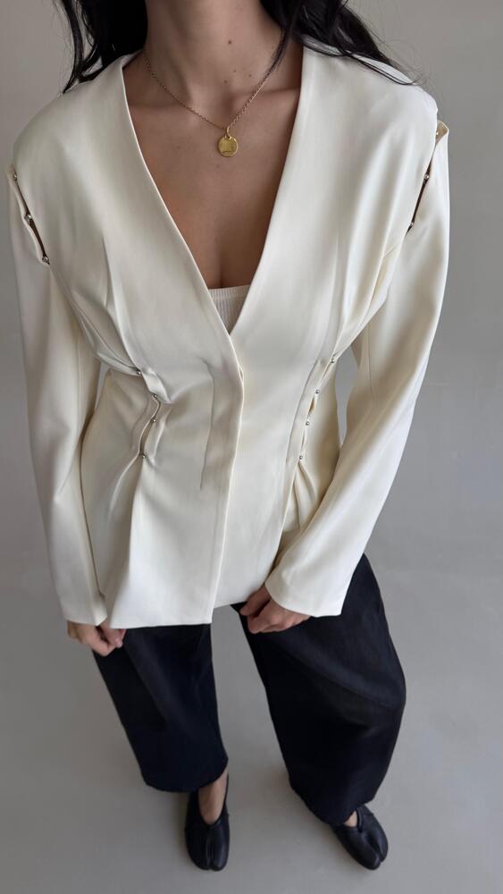 Decorative Silver Studs Hourglass Blazer
