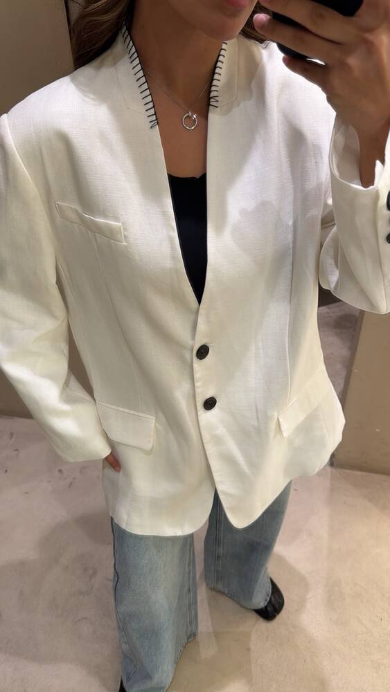 Whipstitch Neck Blazer