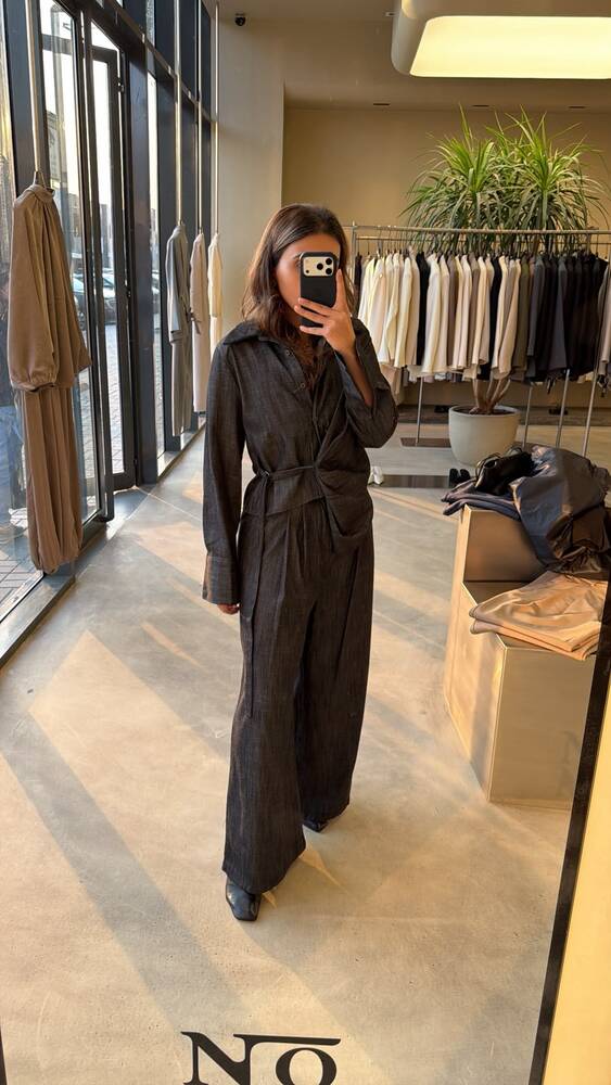 Soft denim Side Belted Set