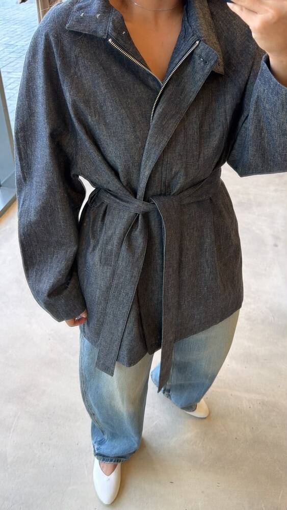 Funnel Collared Jacket w/ Belt