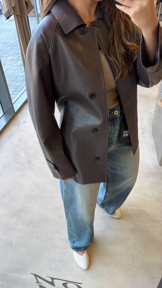 Waist Belt Leather Jacket