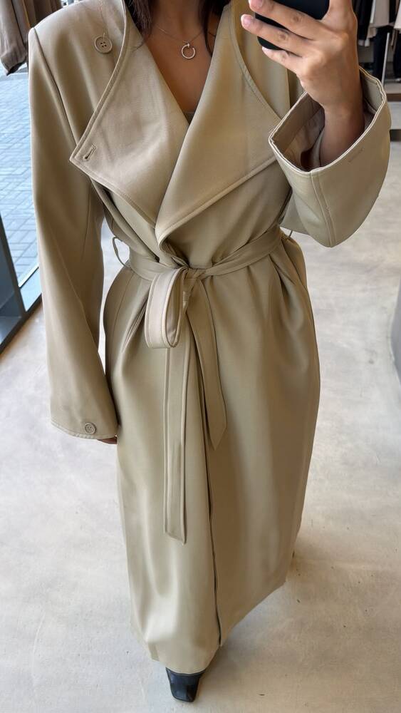 Round Neck Trench Coat with Belt