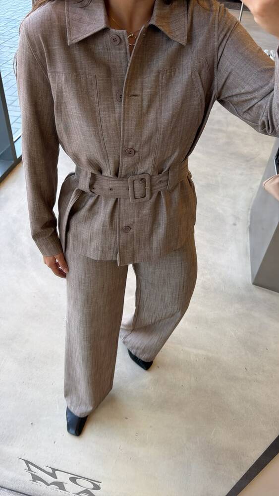 Two-piece Linen Belted Set