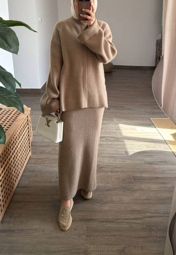 Side Button Knitted Skirt Set