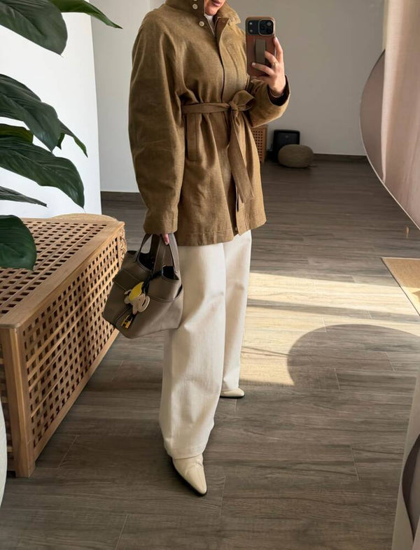 Funnel Collared Jacket w/ Belt