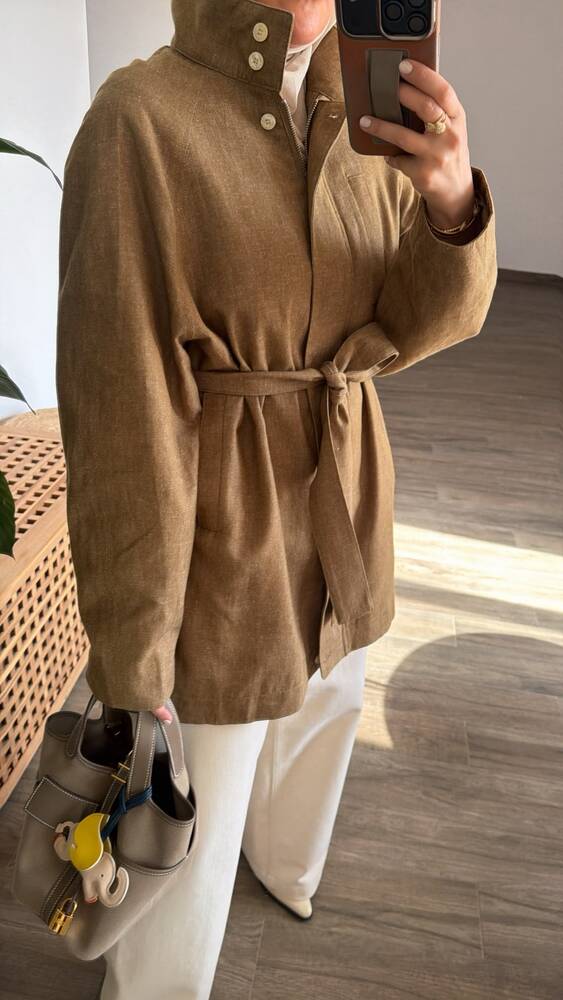 Funnel Collared Jacket w/ Belt