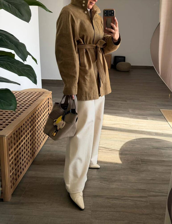 Funnel Collared Jacket w/ Belt