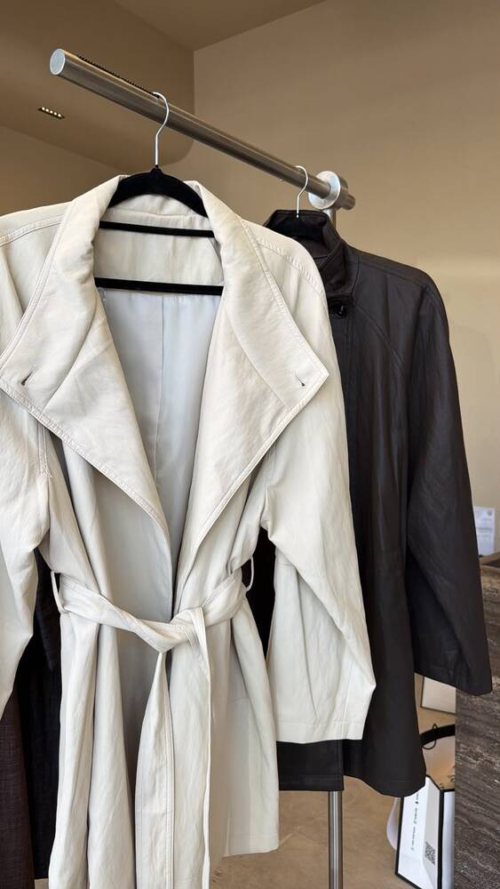 Belted Stand Collar  Leather Jacket