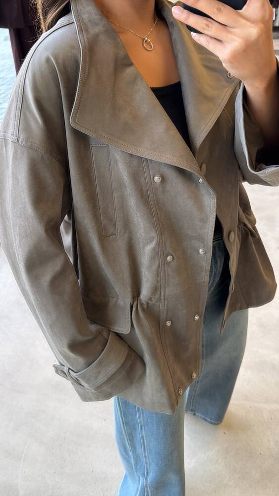 Drawstring Suede Jacket