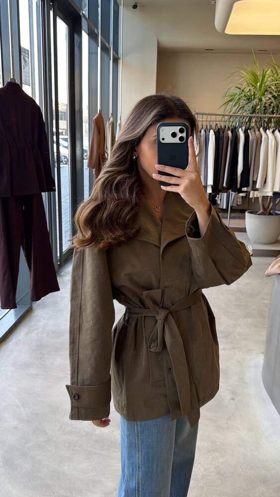 Drape collar Jacket w/ Belt