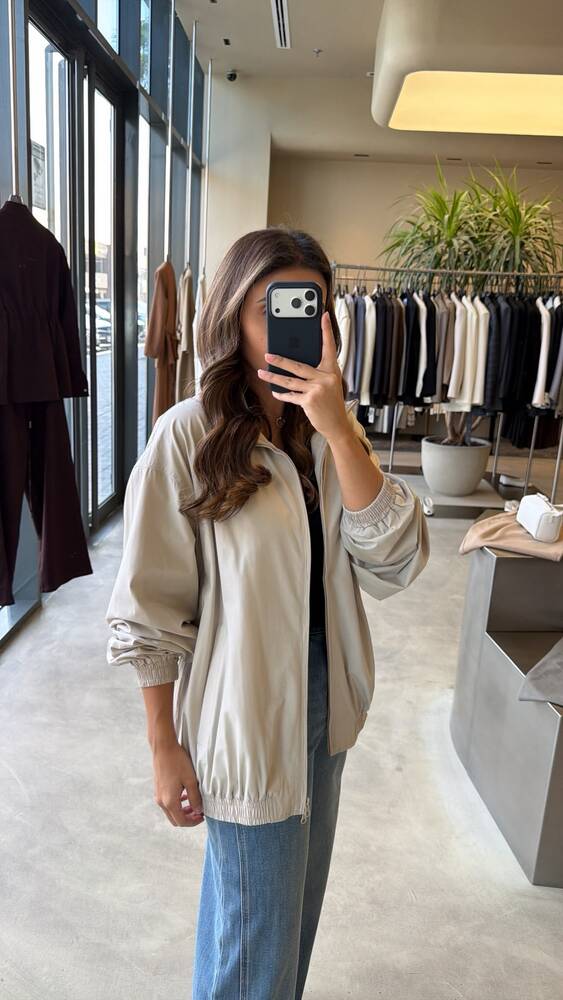 Funnel Collar Zippered Jacket