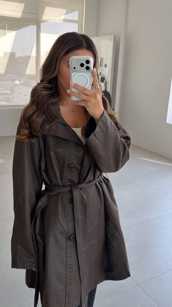 Curve Belted Leather Jacket